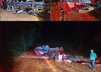 MACHADINHO: Grave acidente na MA-28 deixa via parcialmente interditada após capotamento de caminhão