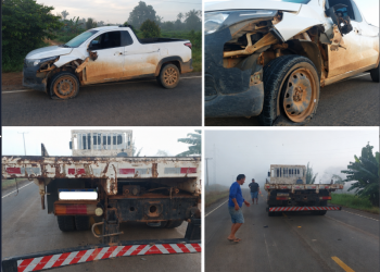 MACHADINHO: Caminhão parado no meio da RO-133 provoca acidente e motorista é autuado por colocar vidas em risco