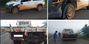 MACHADINHO: Caminhão parado no meio da RO-133 provoca acidente e motorista é autuado por colocar vidas em risco
