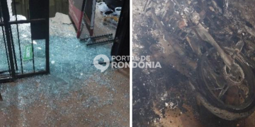 Criminosos incendeiam motocicleta e atiram contra barbearia durante atentado