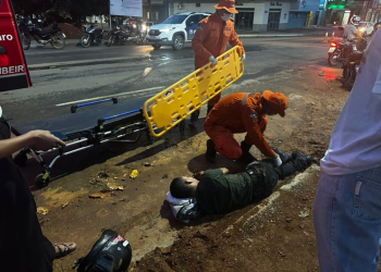 Motociclista fica ferido em colisão no cruzamento da Rio de Janeiro com Adolpho Rohl em jaru
