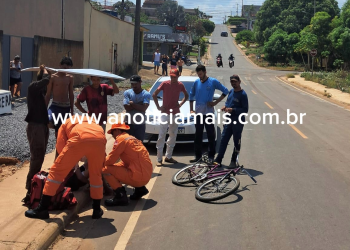 Adolescente sofre ferimentos após colidir de bicicleta contra carro parado na Afonso José em Jaru