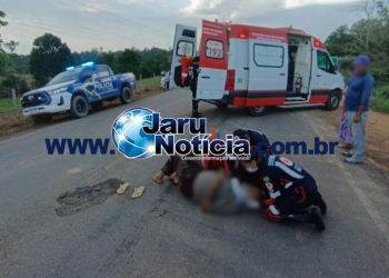 Machadinho: Motociclista é socorrido após colisão na RO-133, próximo ao distrito de Quinto Bec