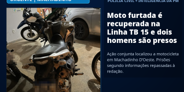 Polícia Civil e inteligência da PM recuperam motocicleta furtada na Linha TB 15, em Machadinho D’Oeste